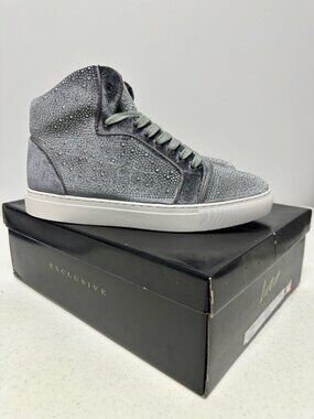 After Midnight Flash Sneakers Men 9 Silver Velvet Rhinestone Studded Bling